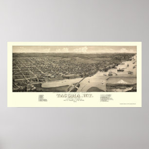 Affiches Tacoma, WA Carte panoramique - 1884