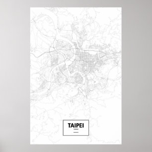 Affiches Taïpeh, Taïwan (noir sur le blanc)
