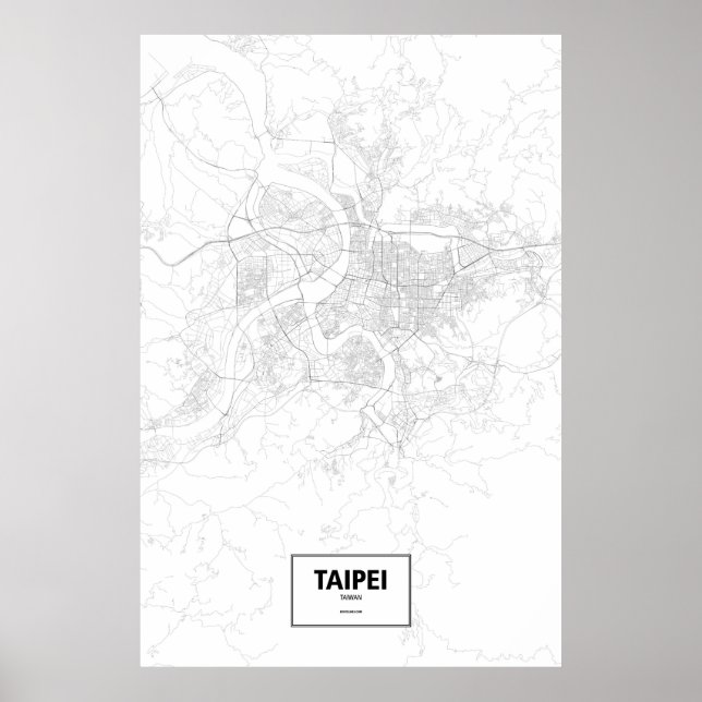 Affiches Taipei, Taiwan (noir sur blanc) (Devant)
