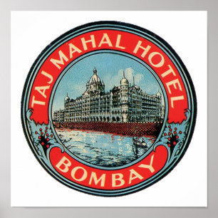 Affiches Taj Mahal, Bombay Étiquette Vintage de bagages