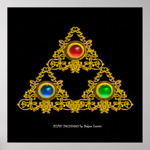 AFFICHES TALISMAN ELFIQUE MAGIQUE /TRIANGLE D'OR AVEC PIERR