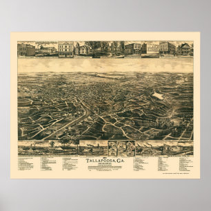 Affiches Tallapoosa, GA Carte panoramique - 1892