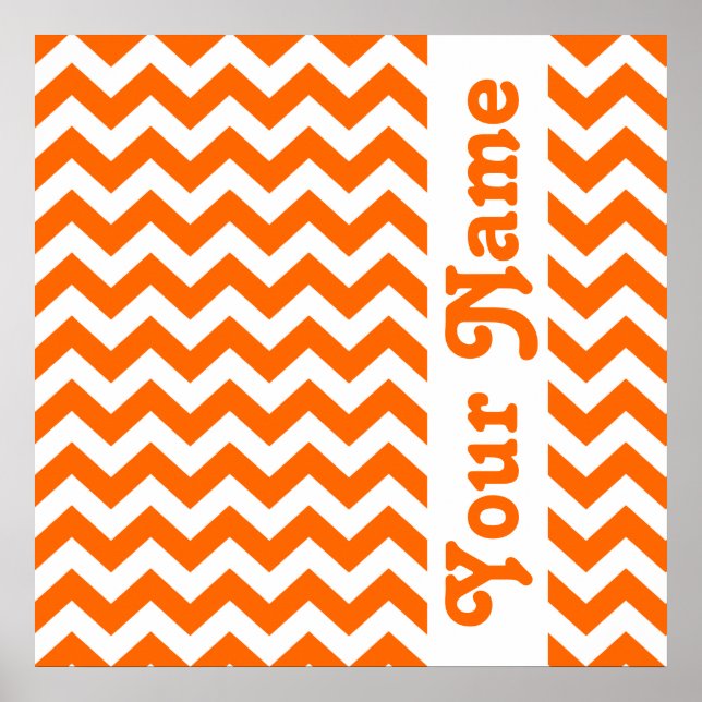 Affiches Tangerine Safari Chevron avec texte personnalisé (Devant)
