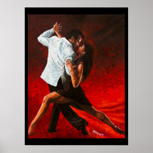 Poster for Sale avec l'œuvre « Danseurs de tango squelettes Halloween Danse  de la mort » de l'artiste aronia