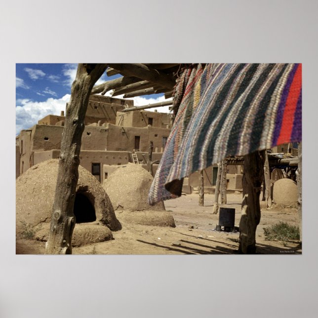 Affiches Taos Pueblo historique comme en 1938 (Devant)