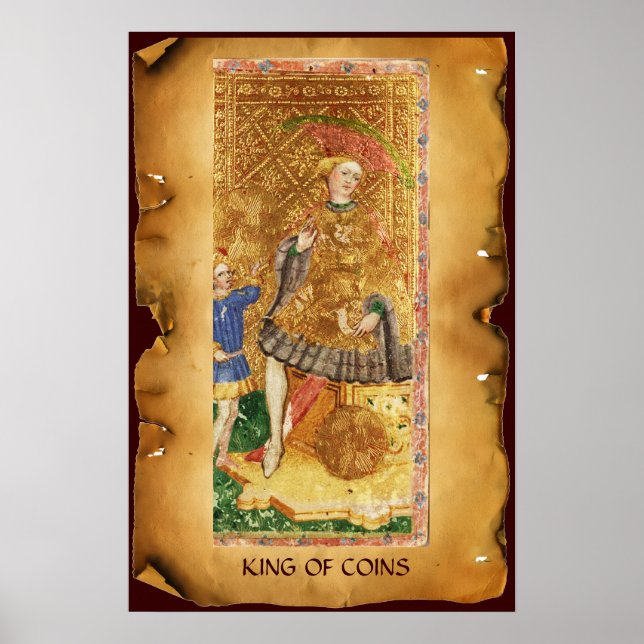 AFFICHES TAROTES DE RENAISSANCE ANTIQUE /ROI DES PIÈCES (Devant)
