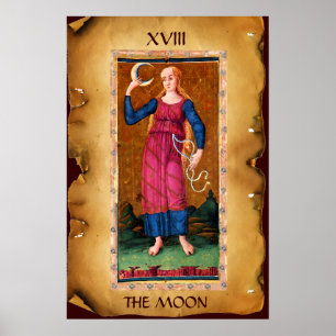 AFFICHES TAROTS ANCIENS RENAISSANCE 18 / LA LUNE