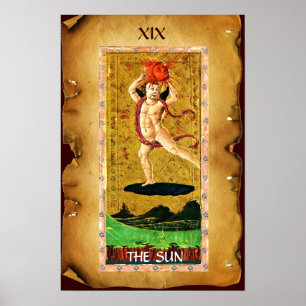 AFFICHES TAROTS DE RENAISSANCE ANTIQUE 19 / LE SOLEIL