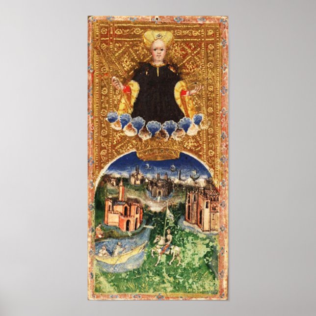 AFFICHES TAROTS DE RENAISSANCE ANTIQUE 21 / LE MONDE (Devant)