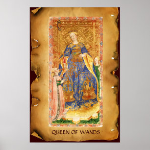 AFFICHES TAROTS DE RENAISSANCE ANTIQUE / REINE DE WANDS