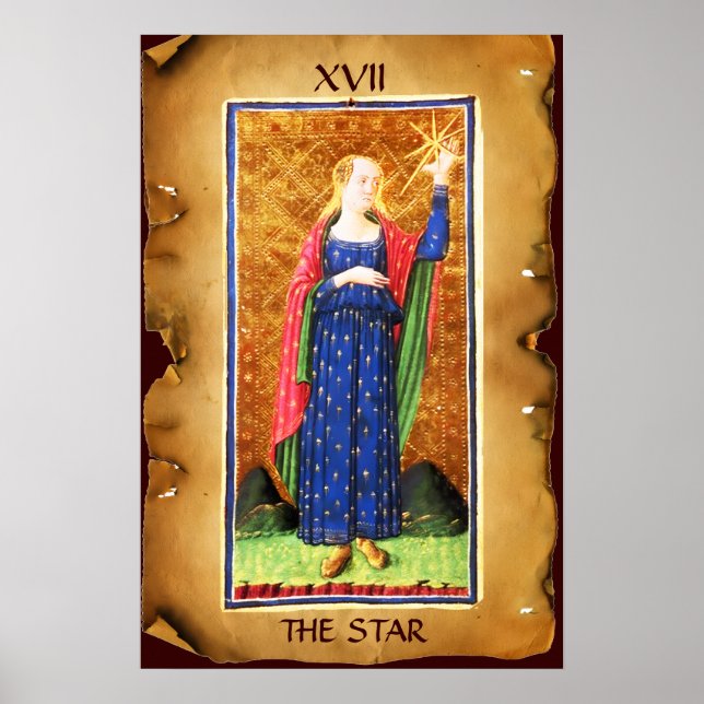 AFFICHES TAROTS RENAISSANCE ANTIQUES 17 / L'ÉTOILE (Devant)