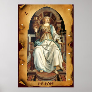 Affiches TAROTS RENAISSANCE ANTIQUES 5/ LE PAPE Parchemin