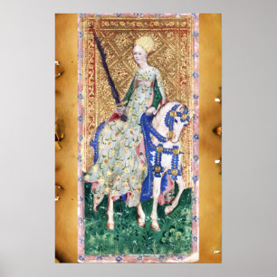 AFFICHES TAROTS RENAISSANCE ANTIQUES /DAME D'ÉPÉE