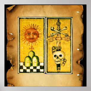 AFFICHES TAROTS RENAISSANCE ANTIQUES /LE SOLEIL ,AS DE ÉPÉE