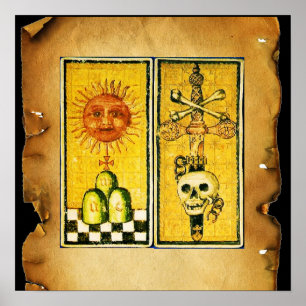 AFFICHES TAROTS RENAISSANCE ANTIQUES /LE SOLEIL ,AS DE ÉPÉE