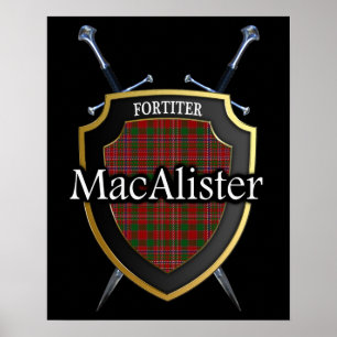 Affiches Tartan Clan MacAlister Bouclier Écossais & Épées