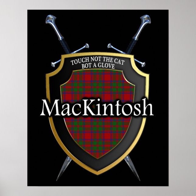 Affiches Tartan Clan MacKintosh Écu Écossais & Épées (Devant)