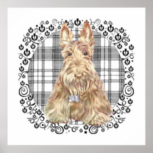 Affiches Tartan Scottie Noir & Blanc