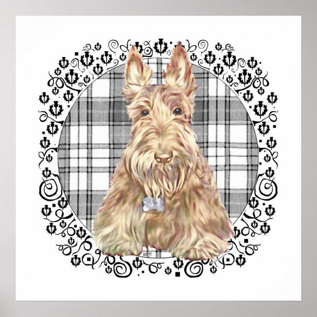 Affiches Tartan Scottie Noir & Blanc (Devant)