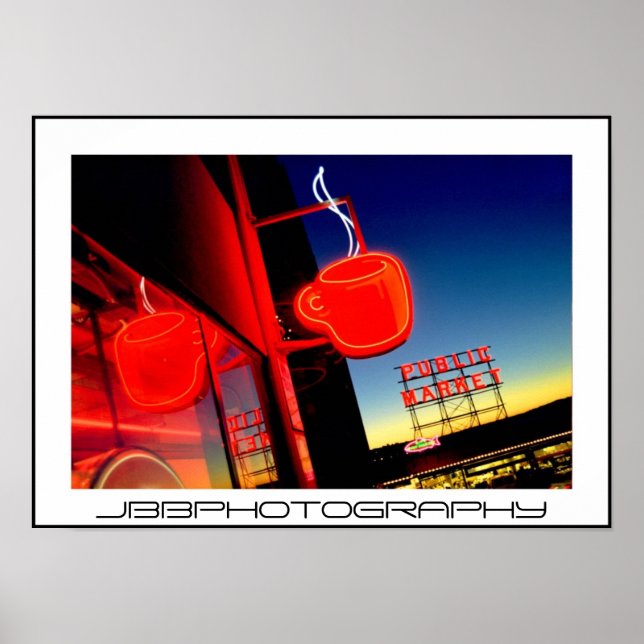 Affiches tasse de café néon (Devant)