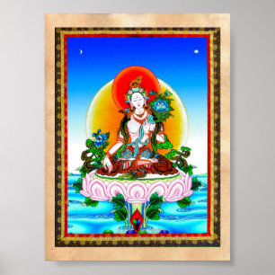 Affiches Tatouage cool oriental tibétain thangka blanc Tara