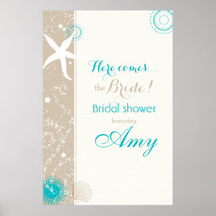 Affiches Taupe ivoire aqua Beach Fête de mariage
