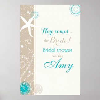 Affiches Taupe ivoire aqua Beach Fête de mariage