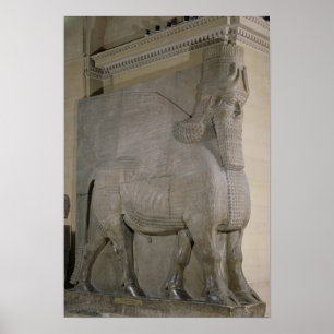 Affiches Taureau à ailes à une façade du Roi Sargon II