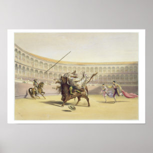 Affiches Taureau jetant le picador et le cheval, 1865 (colo