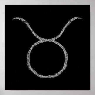 Affiches Taurus. Panneau astrologie zodiaque. Noir.