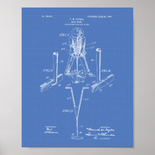 Affiches Taylor Golf Club 1905 Patent Art - Blueprint