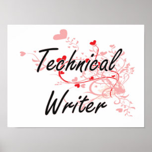 Affiches Technical Writer Artistic Job Design with Hearts