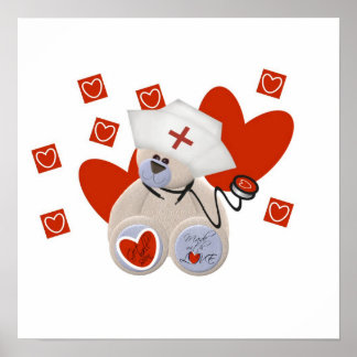 Affiches Teddy Bear Nurse Love Tshirts et cadeaux