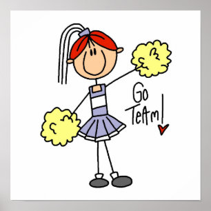 Affiches Tee-shirts et cadeaux de Pom-pom girl avec bâton v