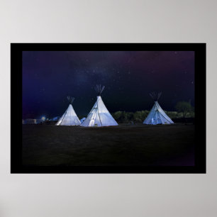 Affiches Teepees dans un ciel nocturne
