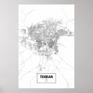 Affiches Téhéran, Iran (noir sur blanc)