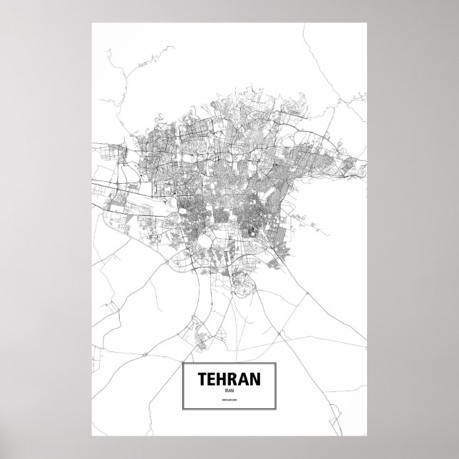 Affiches Téhéran, Iran (noir sur blanc) (Devant)
