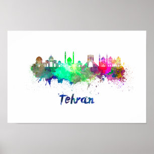 Affiches Tehran skyline en aquarelle