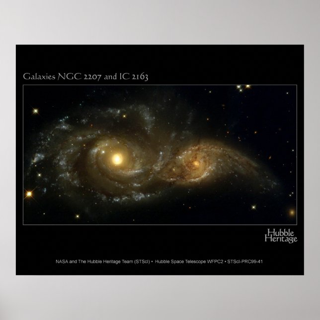 Affiches Télescope Hubble presque en collision avec les gal (Devant)
