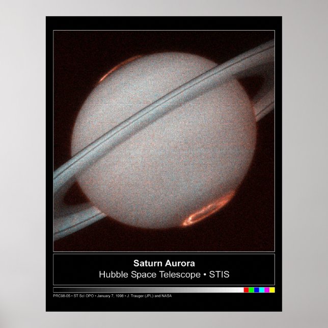 Affiches Télescope Saturn Aurora Hubble Photo (Devant)