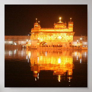 Affiches Temple d'or Amritsar Inde du nord la nuit