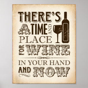 Affiches TEMPS ET LIEU vintage POUR LE VIN Signe Imprimer
