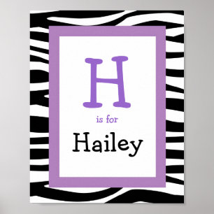 Affiches Tendance Zebra Print Nursery Wall Art Name Print