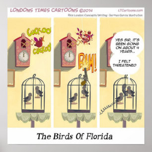 Affiches Tenez Votre Oiseau Drôle Au Sol Avec Un Arme