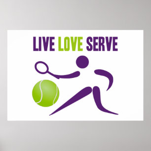 Affiches Tennis : En direct. Amour. Servez-vous.