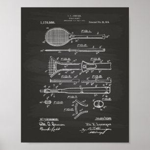 Affiches Tennis Racket 1916 Art Brevet - Chalkboard