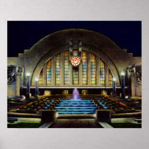 Affiches Terminal Union Cincinnati en Ohio la nuit