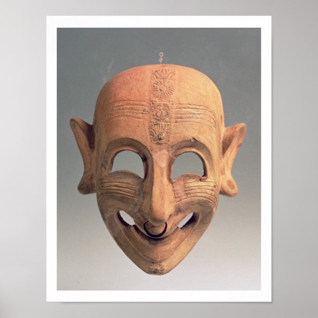 Affiches Terracotta grinning mask from San Sperate, 6th-5th (Devant)