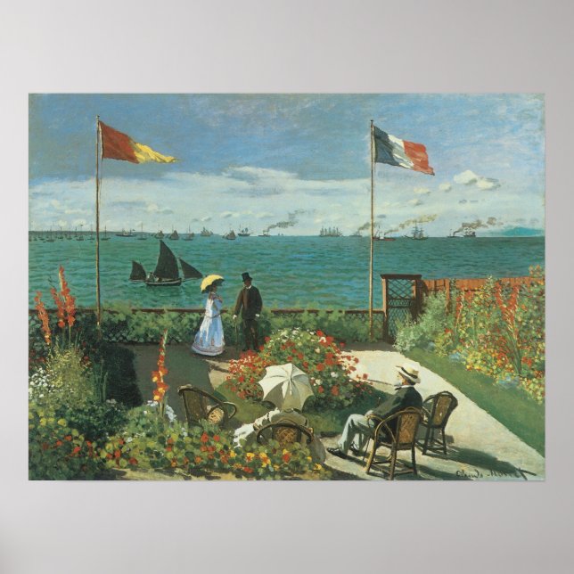Affiches Terrasse au bord de la mer de Claude Monet (Devant)