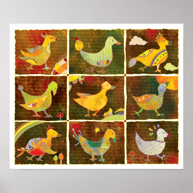Affiches Terre d'oiseaux fantaisistes (Devant)